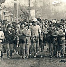 Trabalhadores de cordão industrial no Chile